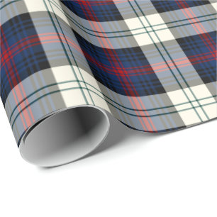 Sutherland Clan Dress Tartan Blue and White Plaid Wrapping Paper
