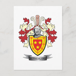 Sutherland Family Crest Coat of Arms Postcard