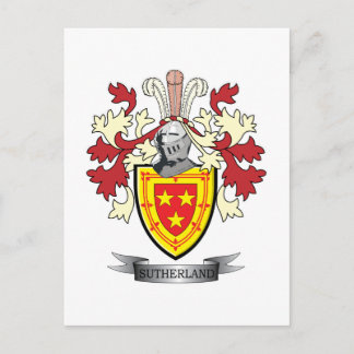 Sutherland Family Crest Coat of Arms Postcard