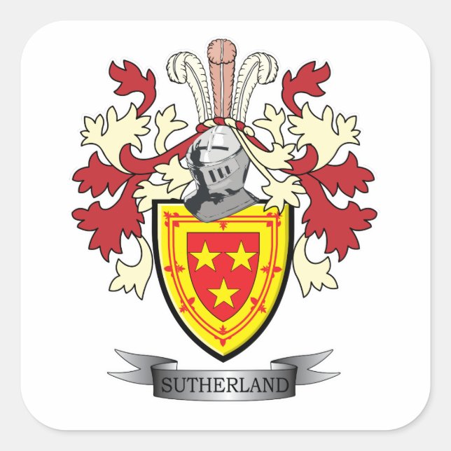 Sutherland Family Crest Coat of Arms Square Sticker (Front)