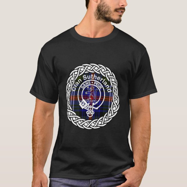 Sutherland Surname Scottish Clan Tartan Crest Long T-Shirt (Front)