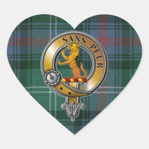 Sutherland Tartan & Badge Heart Sticker