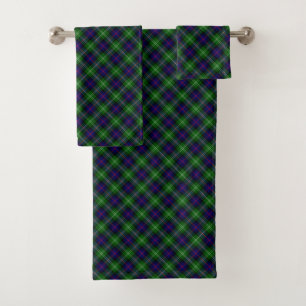 Sutherland tartan blue green plaid bath towel set
