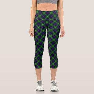 Sutherland tartan blue green plaid capri leggings