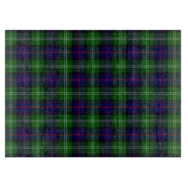 Sutherland tartan blue green plaid cutting board (Front)
