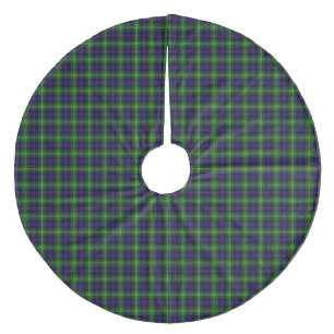 Sutherland tartan blue green plaid fleece tree skirt
