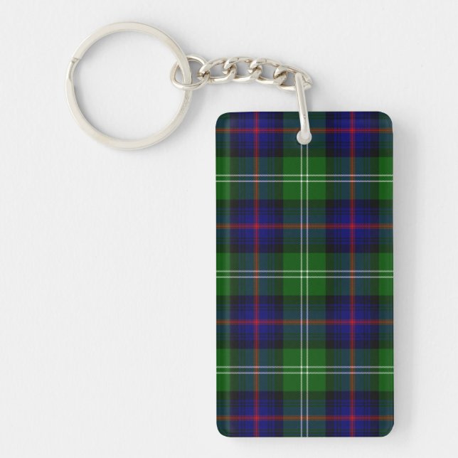 Sutherland tartan blue green plaid key ring (Front)