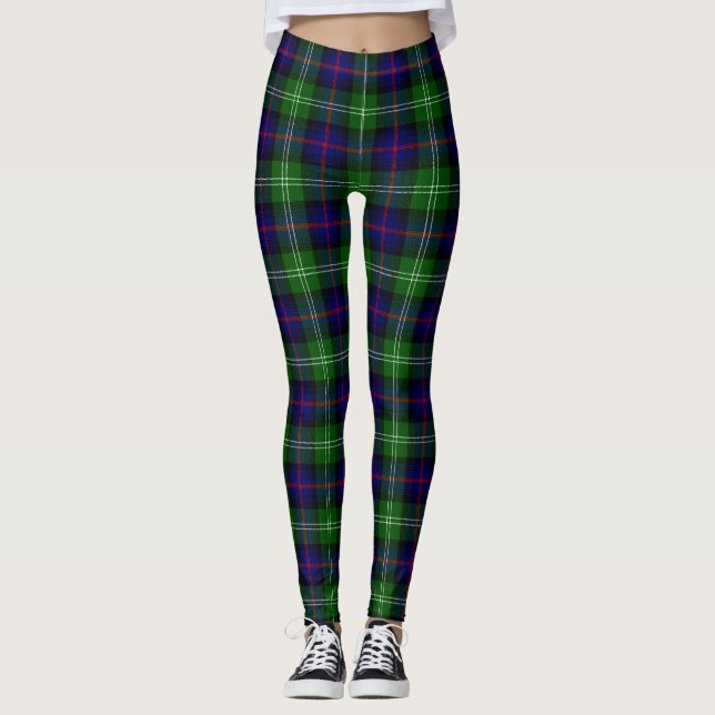 Sutherland tartan blue green plaid leggings (Front)