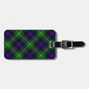 Sutherland tartan blue green plaid luggage tag