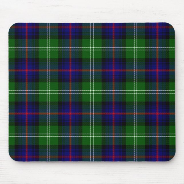 Sutherland tartan blue green plaid mouse mat (Front)