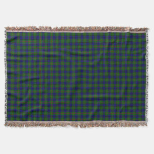 Sutherland tartan blue green plaid throw blanket