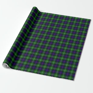 Sutherland tartan blue green plaid wrapping paper