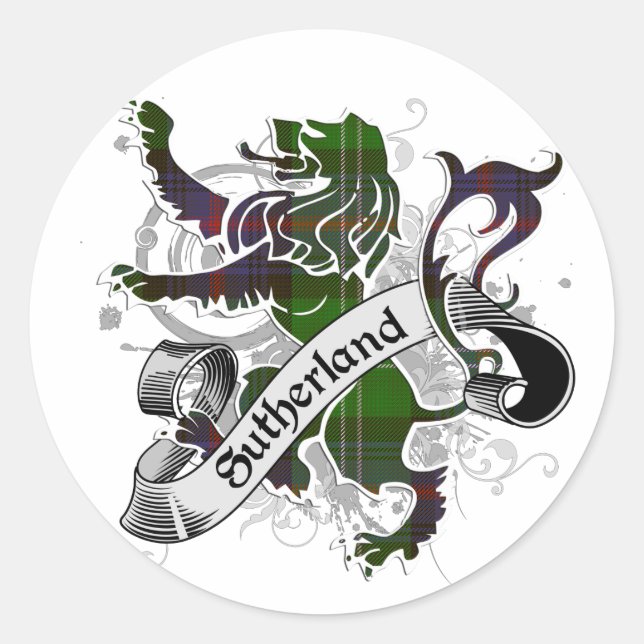 Sutherland Tartan Lion Classic Round Sticker (Front)