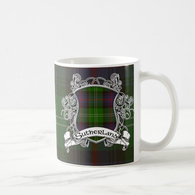 Sutherland Tartan Shield Coffee Mug (Right)