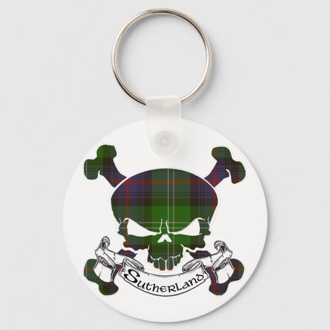 Sutherland Tartan Skull Key Ring (Front)