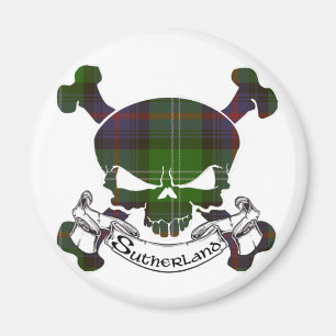 Sutherland Tartan Skull Magnet