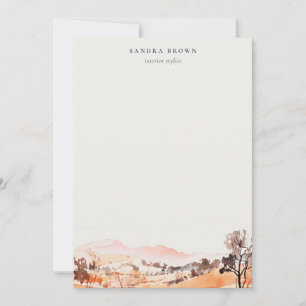 Sutle Blush Orange Watercolor Woods Mountain  Card