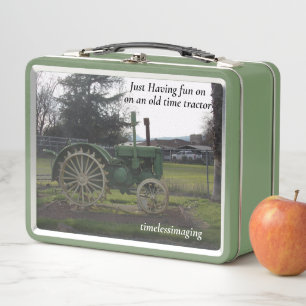 Sutter Buttes Mountain Range old tractor. Metal Lunch Box
