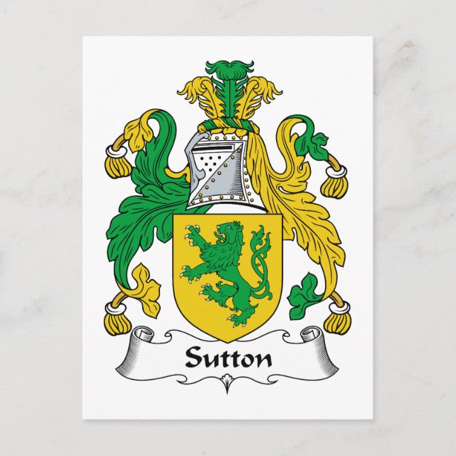 Sutton Family Crest Postcard (Front)