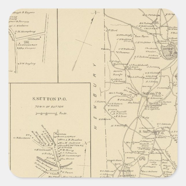 Sutton, Merrimack Co Square Sticker (Front)