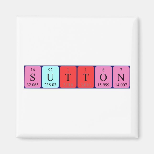 Sutton periodic table name magnet (Front)