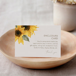 SUTTON Sunflower Enclosure Card, Invitation Insert