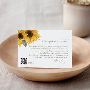 SUTTON Sunflower Wedding Honeymoon Fund QR code Enclosure Card