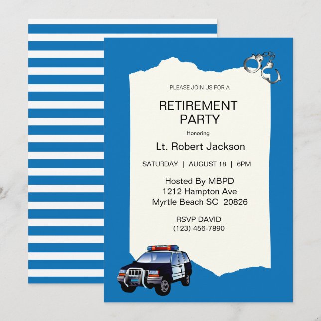 SUV Police Officer Retirement Invitation (Front/Back)