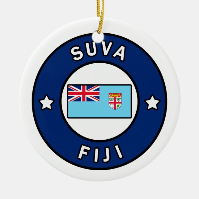 Suva Fiji Ceramic Tree Decoration (Front)