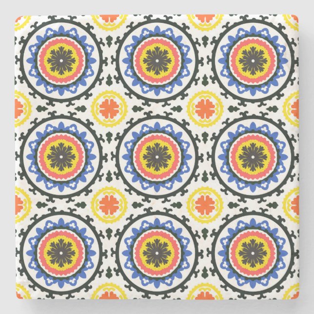Suzani Pattern Stone Coaster (Front)