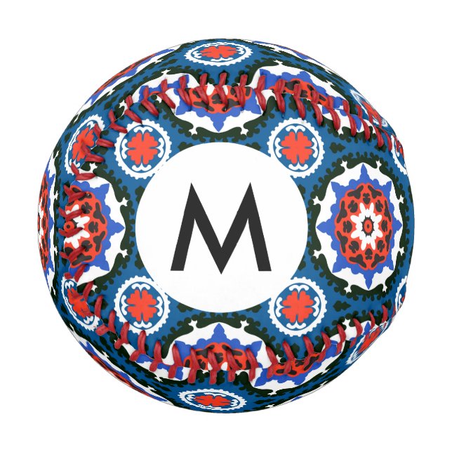 Suzani Pattern With Bold Ornament Baseball (Front Left)