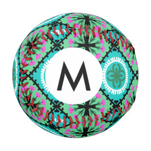 Suzani Pattern with Uzbek and Kazakh Motifs Baseball