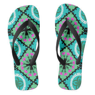 Suzani Pattern with Uzbek and Kazakh Motifs Flip Flops