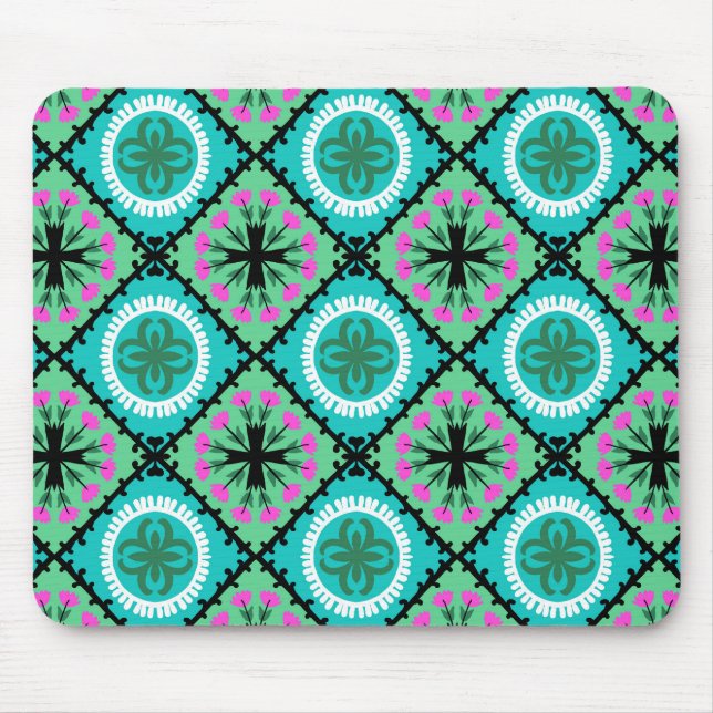 Suzani Pattern with Uzbek and Kazakh Motifs Mouse Mat (Front)