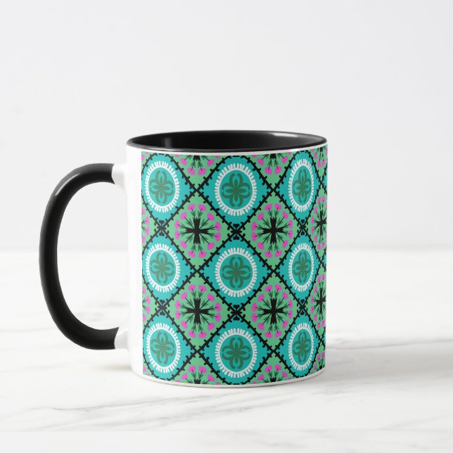 Suzani Pattern with Uzbek and Kazakh Motifs Mug (Left)