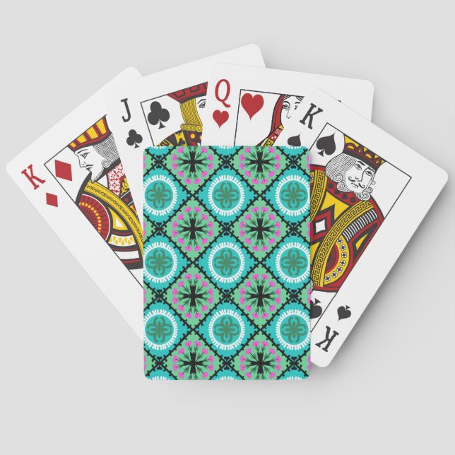 Suzani Pattern with Uzbek and Kazakh Motifs Playing Cards (Back)