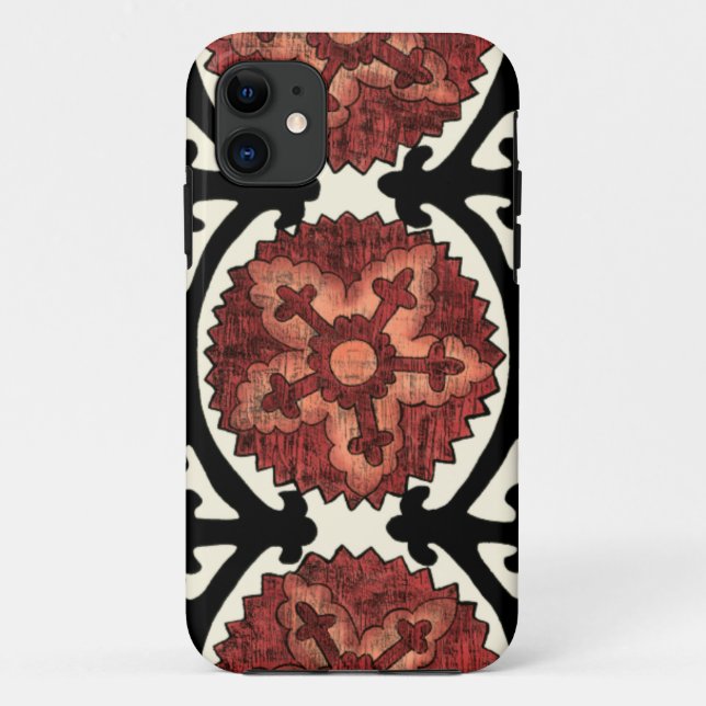 Suzani Style Decorative Floral Pattern Case-Mate iPhone Case (Back)