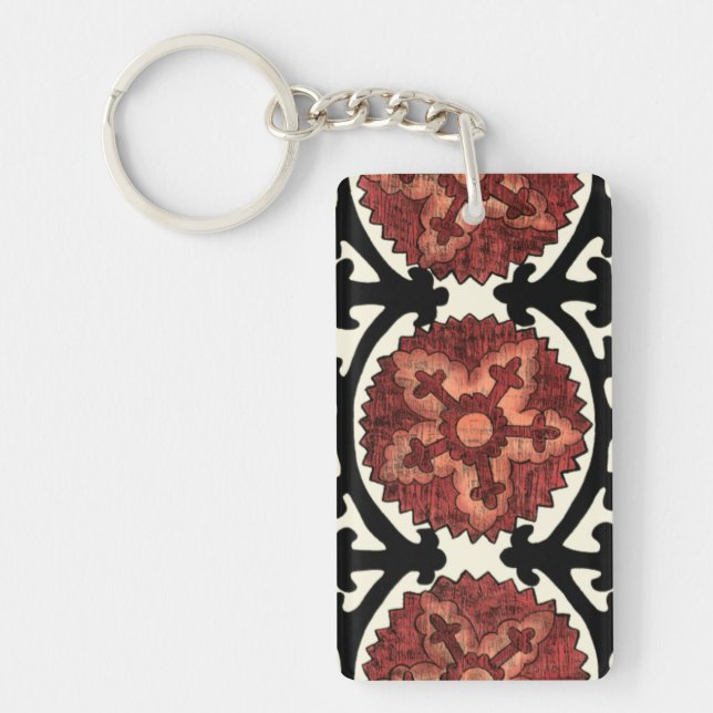 Suzani Style Decorative Floral Pattern Key Ring (Front)