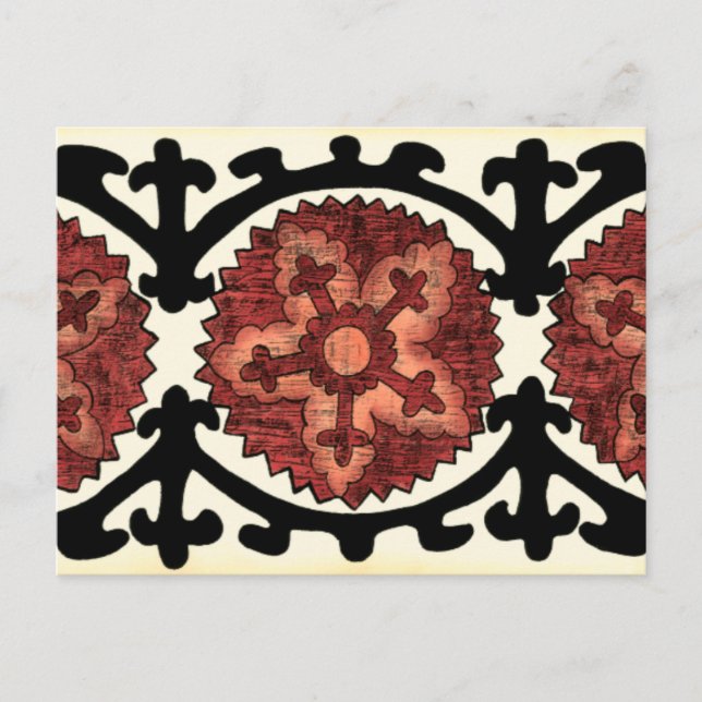 Suzani Style Decorative Floral Pattern Postcard (Front)