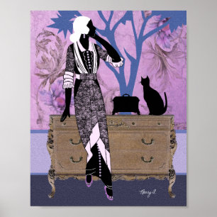 Suzanne in Purple & Blue Poster