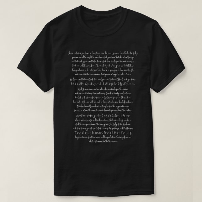 Suzanne - Leonard Cohen (lyrics) v.1   T-Shirt (Design Front)