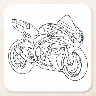 Suzuki GSX-R Line art Square Paper Coaster