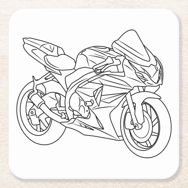 Suzuki GSX-R Line art Square Paper Coaster (Front)