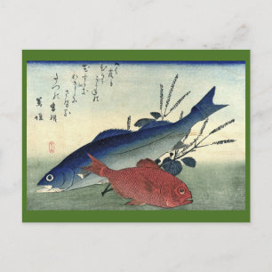 Suzuki & Kimmedai - Hiroshige's Japanese Fish Postcard