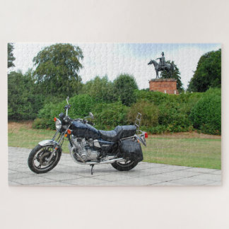 Suzuki motorbike in front of Wellington statue Jigsaw Puzzle