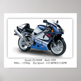Suzuki TL1000R 1998 Motorcycle - A3 Poster