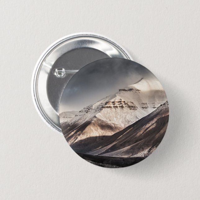 Svalbard Mountain 6 Cm Round Badge (Front & Back)