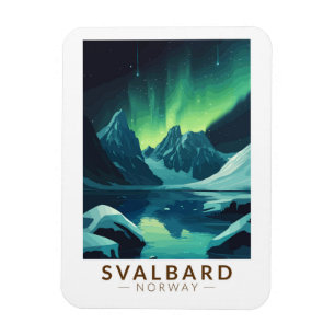 Svalbard Norway Northern Lights Travel Art Vintage Magnet