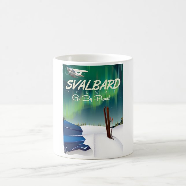 svalbard Norway Northern lights travel poster Coffee Mug (Center)