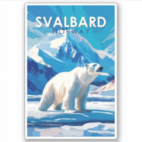 Svalbard Norway Polar Bear Travel Art Vintage